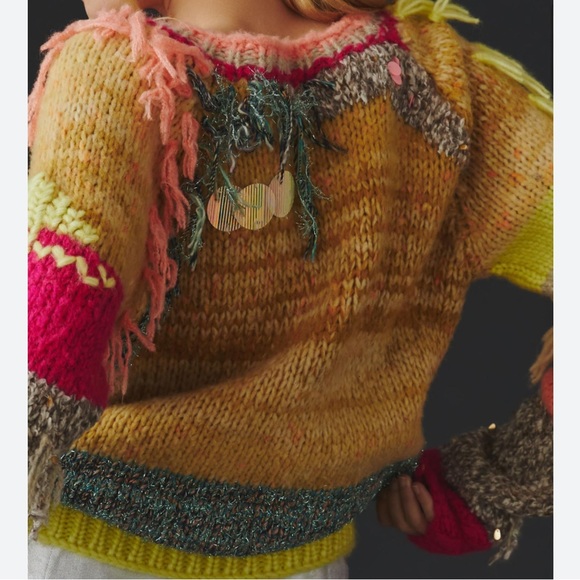 Anthropologie Multicolor Fringed Sweater - Picture 5 of 9